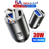 usb car charger quick charge qc4 0 qc3 0 qc scp 5a pd type c 30w fast car usb charger cigarette for iphone xiaomi mobile phone