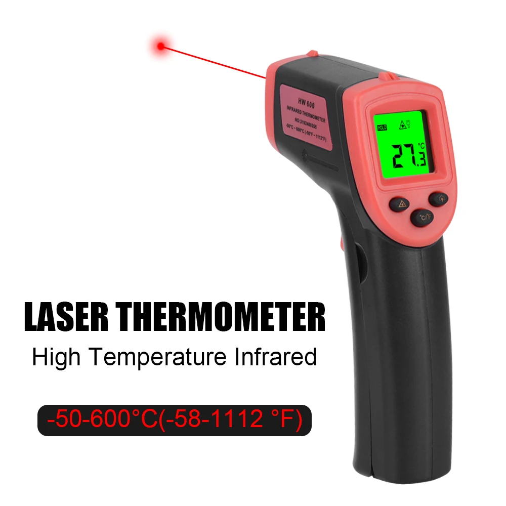 

Pyrometer Digital Infrared Thermometer Meter Laser IR Temperature Gun Non-Contact LCD Display -50~600℃