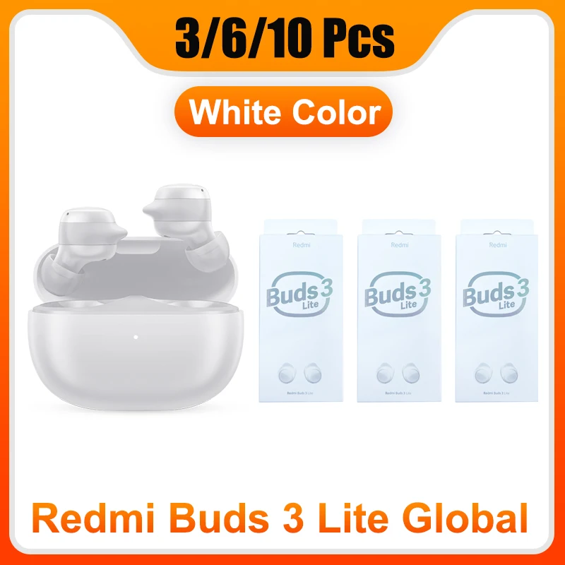 

3/6/10pcs Xiaomi Redmi Buds 3 Lite White Color Global Edition Bluetooth 5.2 Earphones TWS True Wireless Headset Touch Control