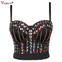 high street ladies camisole 2022 new stage beaded sequins tube top fishbone shaping corset sprinkle bar performance clothes