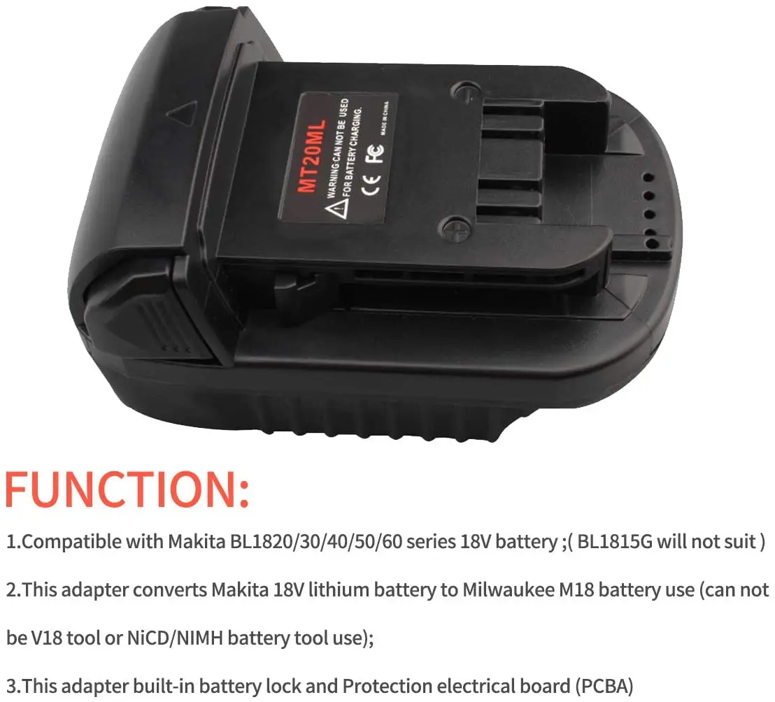 MT20ML Adapter for Makita 18V Li-ion Battery BL1830 BL1860 BL1815 Convert to for Milwaukee M18 Lithium Battery enlarge