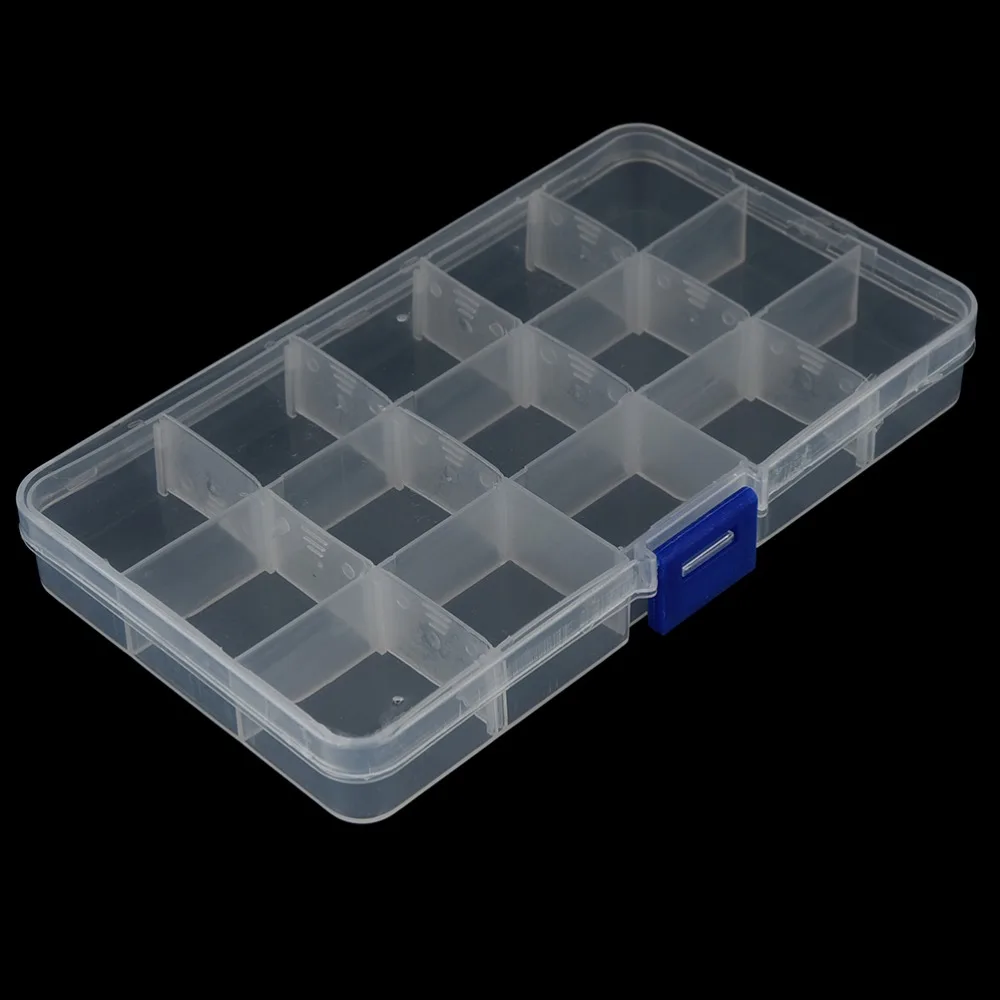 

1Pcs Convenient Fishing Lure Tool Case Tackle Boxs Plastic Clear Fishing Track Box With 15 Compartments Wholesale