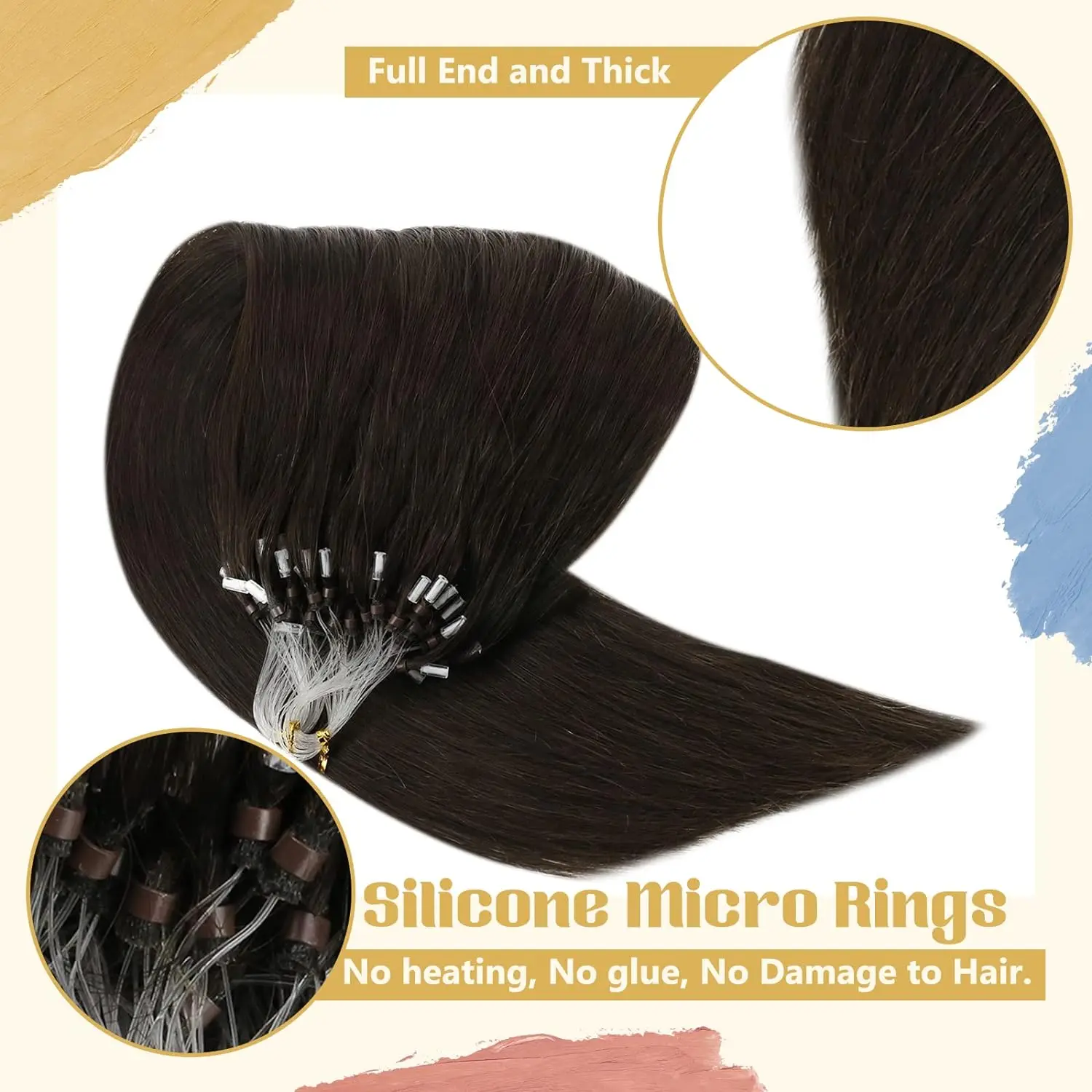 Прямые волосы для наращивания с микро-петлей 100% натуральные человеческие мягкие