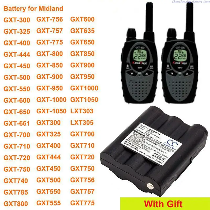 

OrangeYu 700mAh Battery BATT-5R for Midland GXT1000,GXT1050,GXT300,GXT325,GXT400,GXT444,GXT450,GXT500,GXT550,GXT555,GXT600