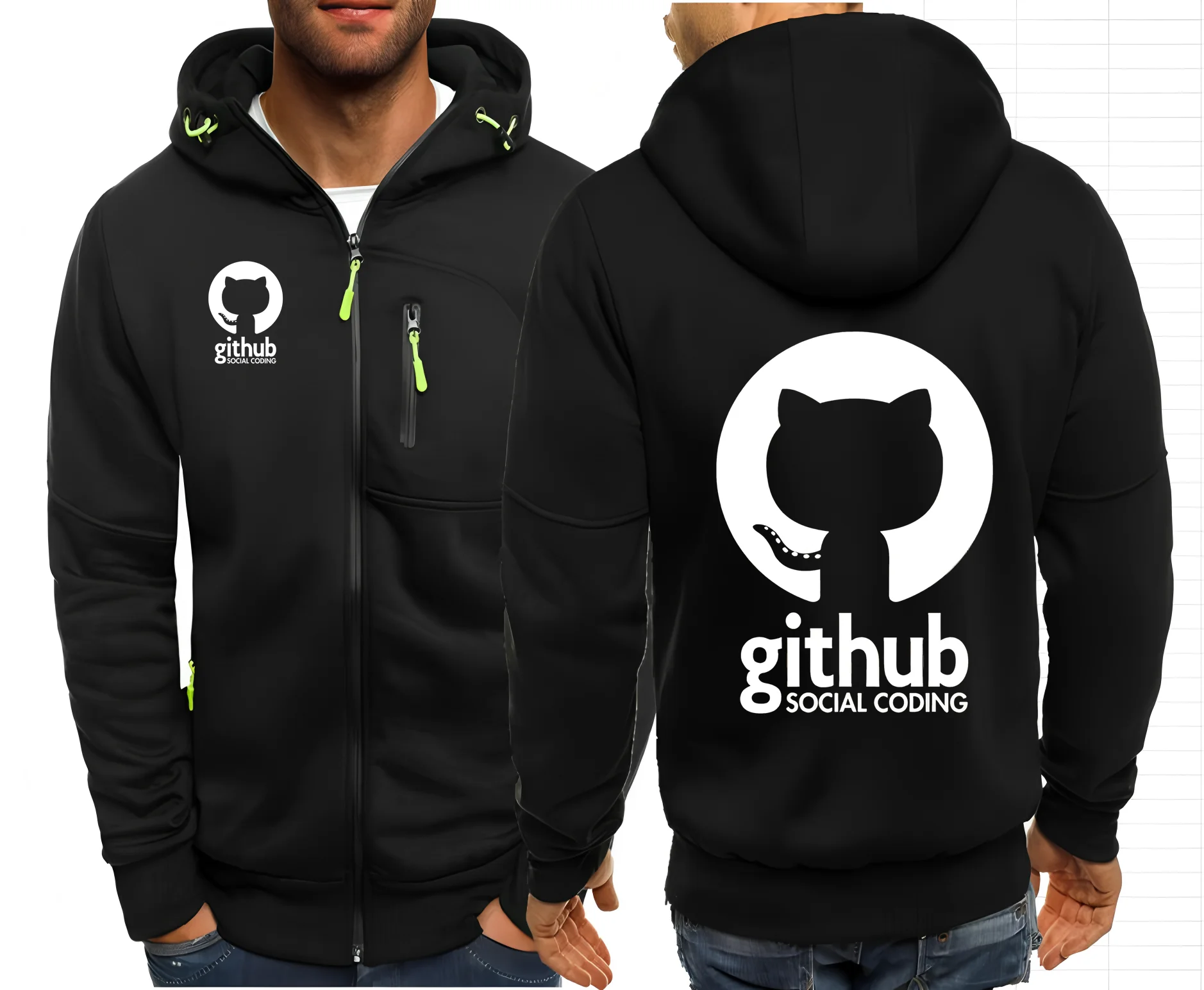 Фото Github Social Coding мужские куртки толстовки пальто Git Hub Programmer мужские толстовки на молнии куртка толстовка с капюшоном уличная одежда S-4XL №4