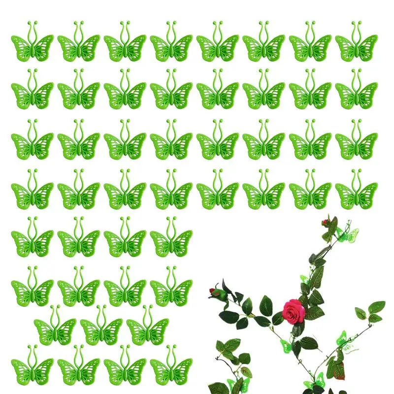 

Plant Vine Wall Clips 50PCS Butterfly Shape Garden Plant Clips For Vines Green Adhesive Fixer Sticky Plants Climbing Clip