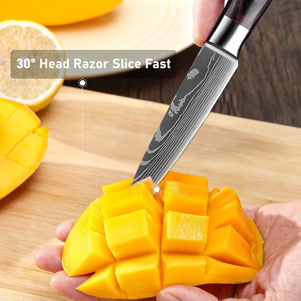 Набор ножей для фруктов из нержавеющей стали изогнутый кухонный резец с лазерным