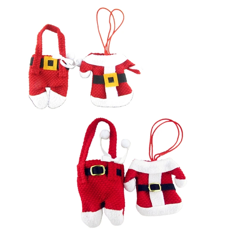 

2023 New Christmas Clothes Pants Knife Fork Bags 2pcs Winter Themed Party Dining Room Bar Decoration Baby Shower Party Accessory