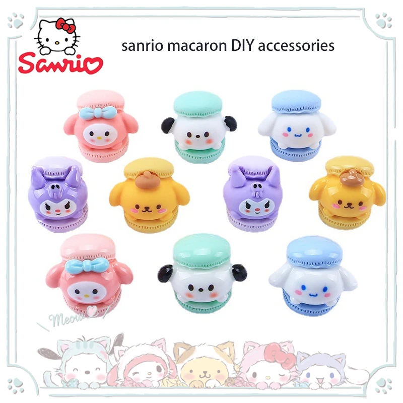 

10Pcs Sanrio Kuromi My Melody Cinnamoroll Macaron Diy Accessories Frosted Glossy Phone Case Hairpin Resin Patch Simple Girl Gift