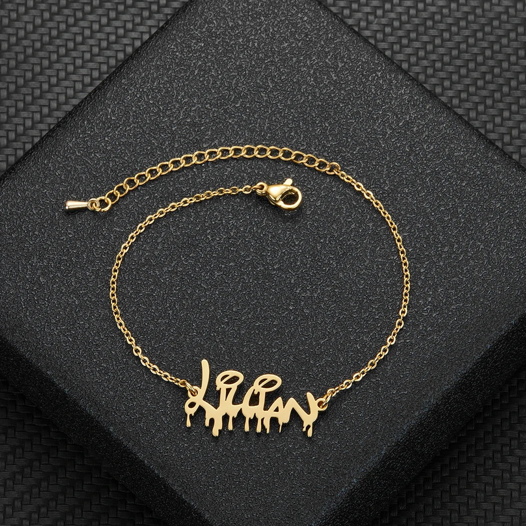 

Персонализированные регулируемые браслеты LUKATU из нержавеющей стали с именем на заказ для женщин и девушек, модные ювелирные изделия на зак...