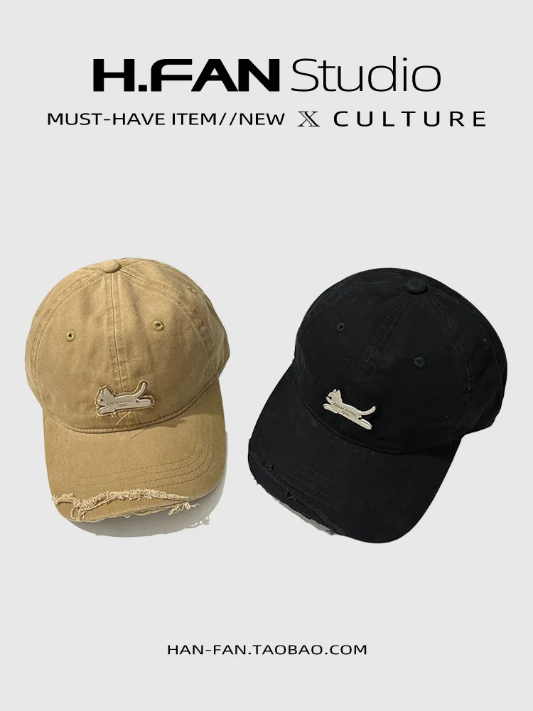 INS Мягкая верхняя шляпа с логотипом кота универсальная модная бейсболка мужская