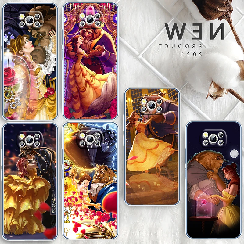 

Disney Beauty And Beast Phone Case For Xiaomi Mi Poco X4 X3 NFC F4 F3 GT M4 M3 M2 X2 F2 Pro C3 5G Transparent Soft Cover