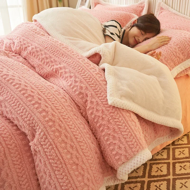 Зимний теплый пододеяльник Королевский двуспальный флисовый покрывало с