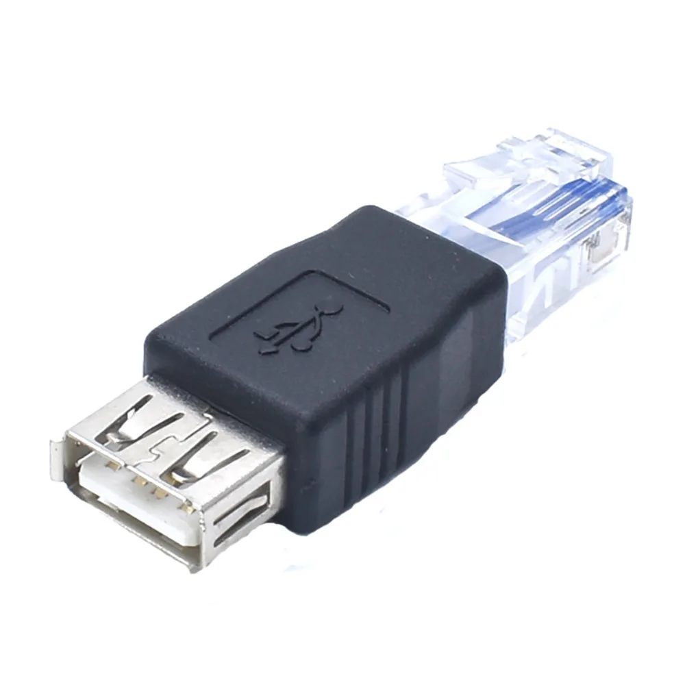 50 шт. черный USB-разъем для Ethernet RJ45 папа к USB 2.0A разъем адаптера сетевой кабель