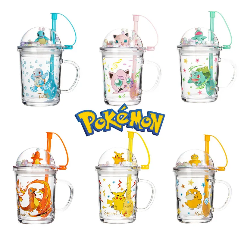 

Kawaii Покемон соломенная чашка Аниме Фигурка Пикачу джигглффи чашка для воды Ins мультфильм чармандер Бульбазавр Сквиртл бутылка для воды под...