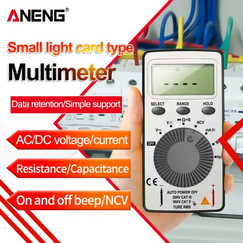 

ANENG AN101 Mini Digital Multimeter Multimetro Tester DC/AC Voltage Current Lcr Meter Pocket Professional Testers with Test Lead