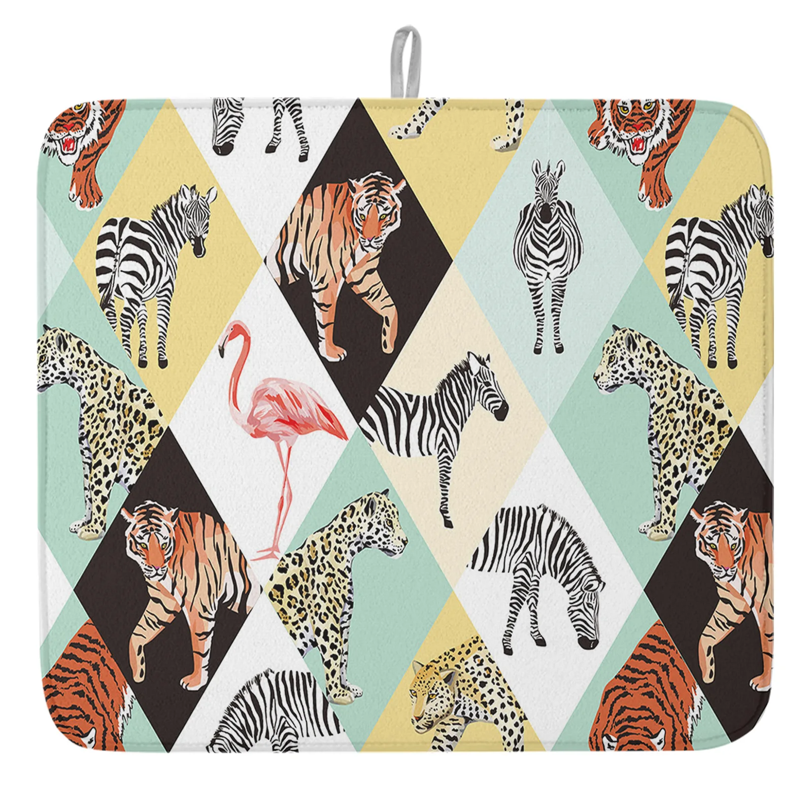 

Кухонный коврик для сушки посуды, кухонный прибор с прострочкой акварелью, с рисунком животных, для кухонной раковины, обеденного стола, впи...