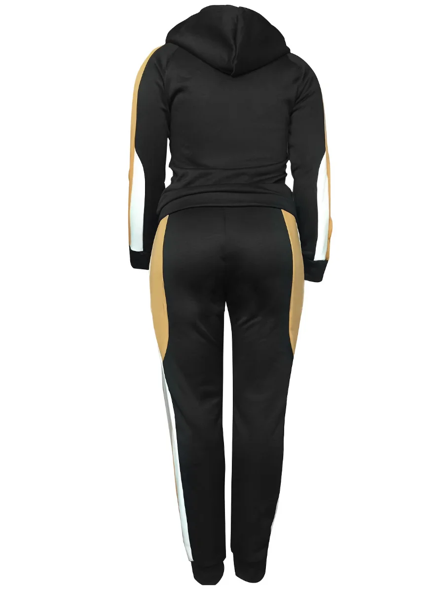 LW размера плюс комплект из двух предметов с капюшоном воротником полосатый