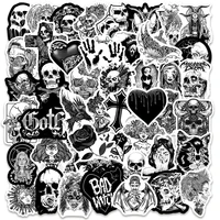 103050100pcs horror goth stickers black and white decals diy skateboard bicycle luggage laptop pvc graffiti kids sticker pack