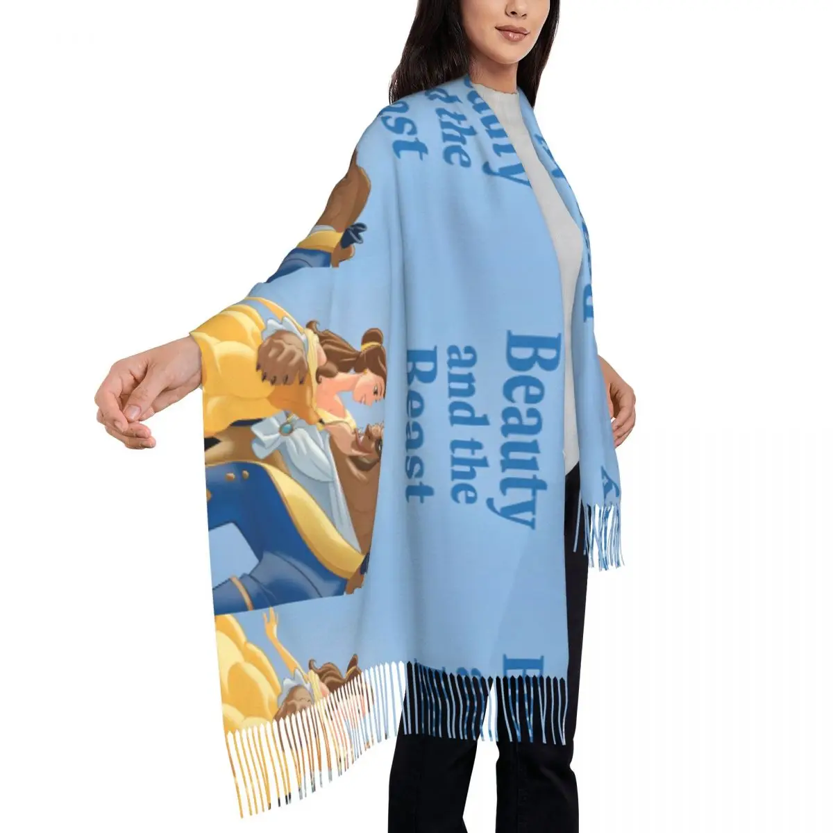 Шарф Красавица и чудовище женские головные платки с длинной кисточкой зимняя