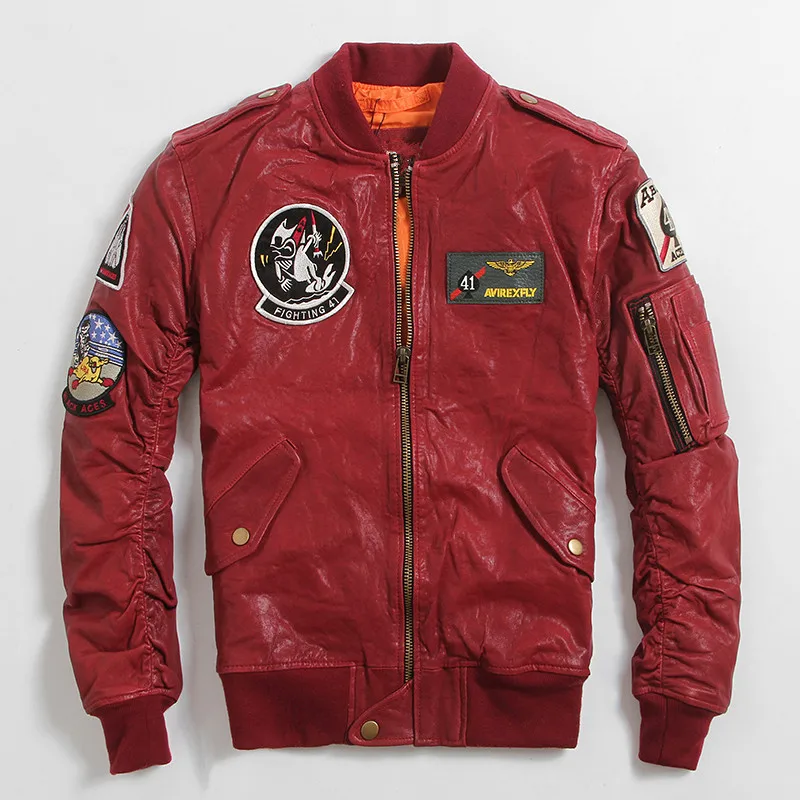 Красная Весенняя мужская куртка в стиле милитари размера плюс 6XL из натуральной