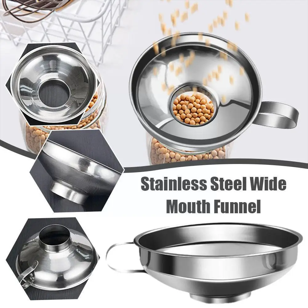 

Stainless Steel Wide-mouth Funnel Jam Salad Dressing Kitchen Large Wine Leak Oil Multi-function Gadgets Accessories Funnel N3C1