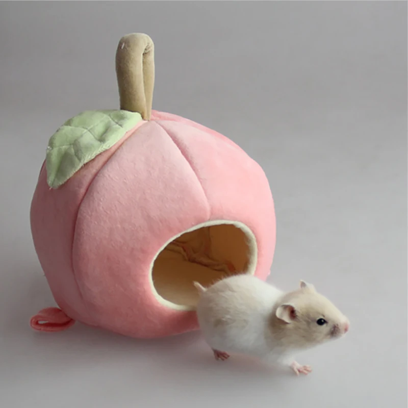 

Hamster Nest Soft Guinea Pig Cage Cute Apple Shaped House Sugar Glider Warm Bed Rat Hammock Comfortable Small Pet Supplies