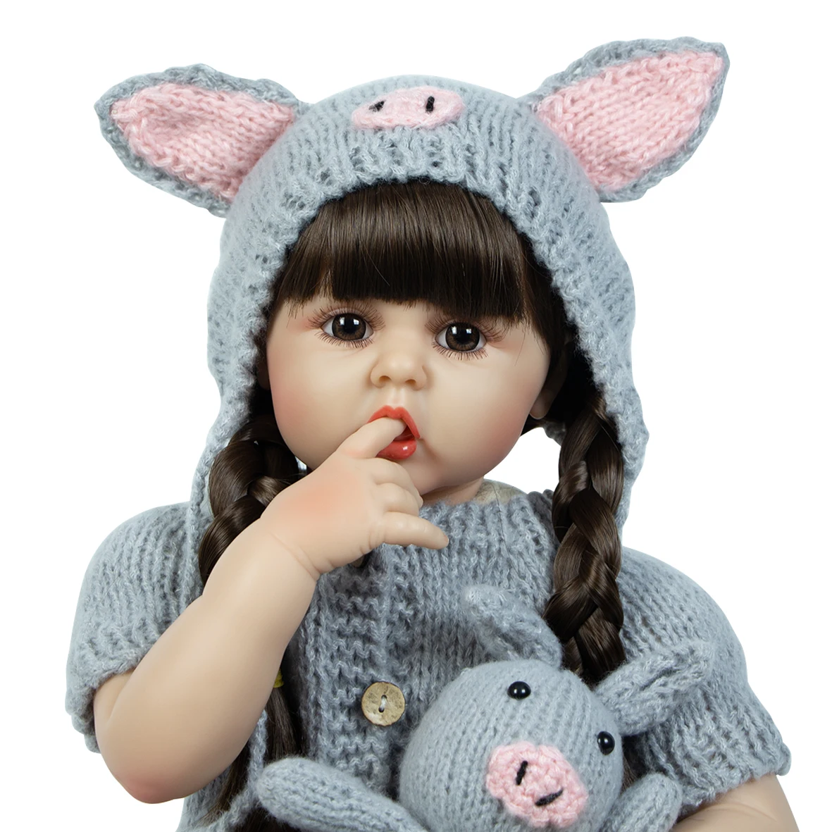 Кукла-реборн KEIUMI 24 дюйма 60 см с тканевым телом Реалистичная серая свитерка для девочки-младенца на продажу Детские подарки на день рождения и Рождество.