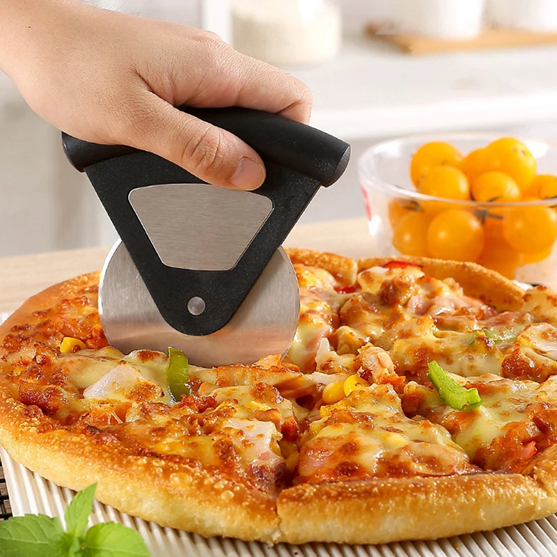 

Pizza Cutter Wheel Stainless Steel Round Wheel Cutting Knife For Pizza With Lid Roulette Roller Dough Slicer Cutter