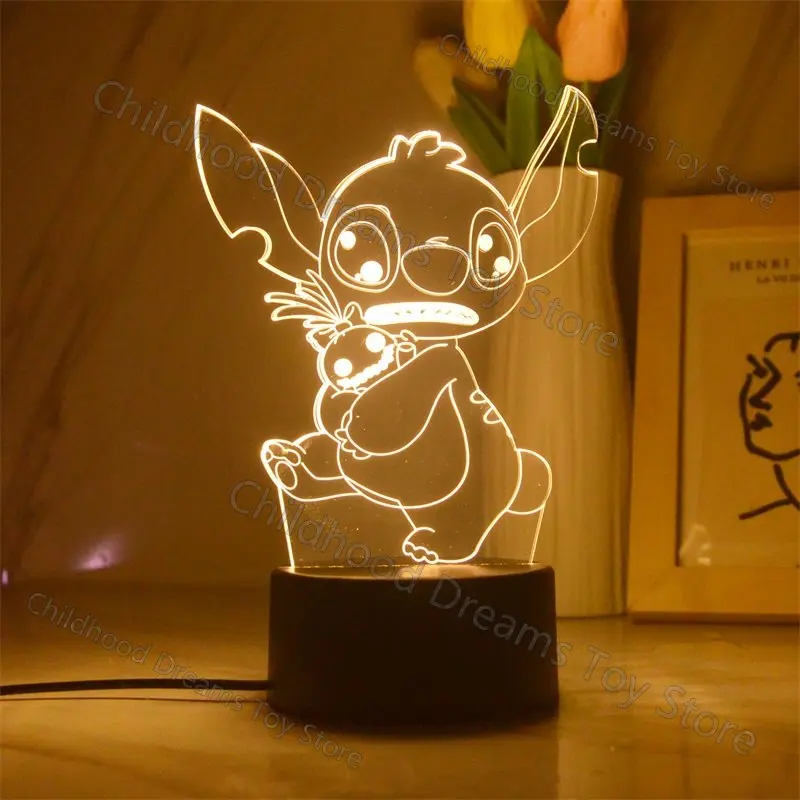 

Disney Stitch 3D LED Night Light Cute Lilo & Stitch Cartoon Warm White Colors Table Lamp Home Decoration Kids Birthday Gifts