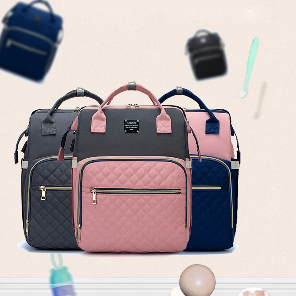 

Multifunction Portable Folding Crib Diaper Bag Large Capacity Mommy Handbag