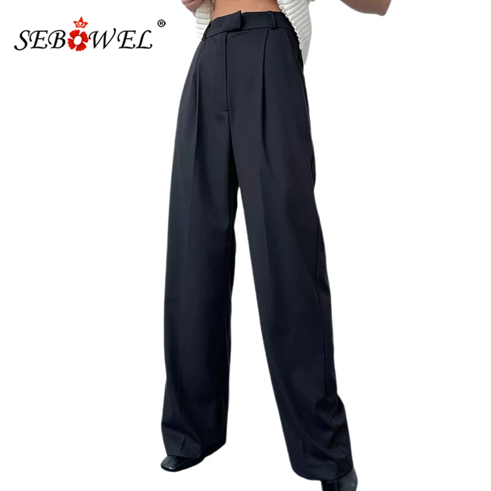 

Осень 2022, новинка, простые нишевые брюки SEBOWEL в европейском и американском стиле, брюки с широкими штанинами и прямыми штанинами, повседневн...