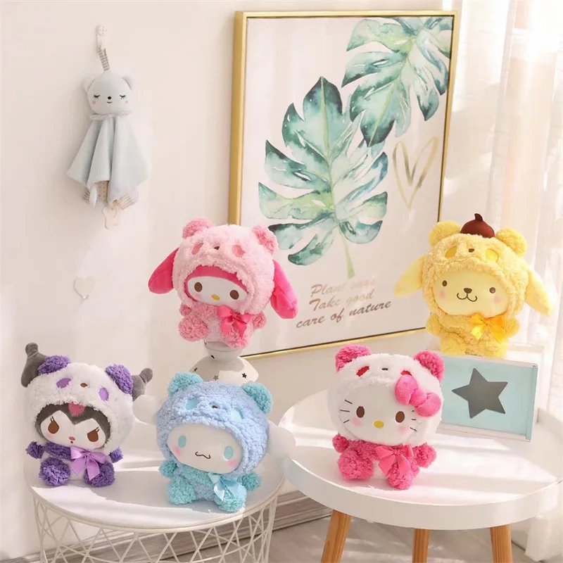 

Sanrio Anime Kawaii Plushie Toy Kuromi Pom Pom Purin My Melody Hello Kitty Cinnamoroll Cute Soft Peluche Doll Decorate Toys Gift