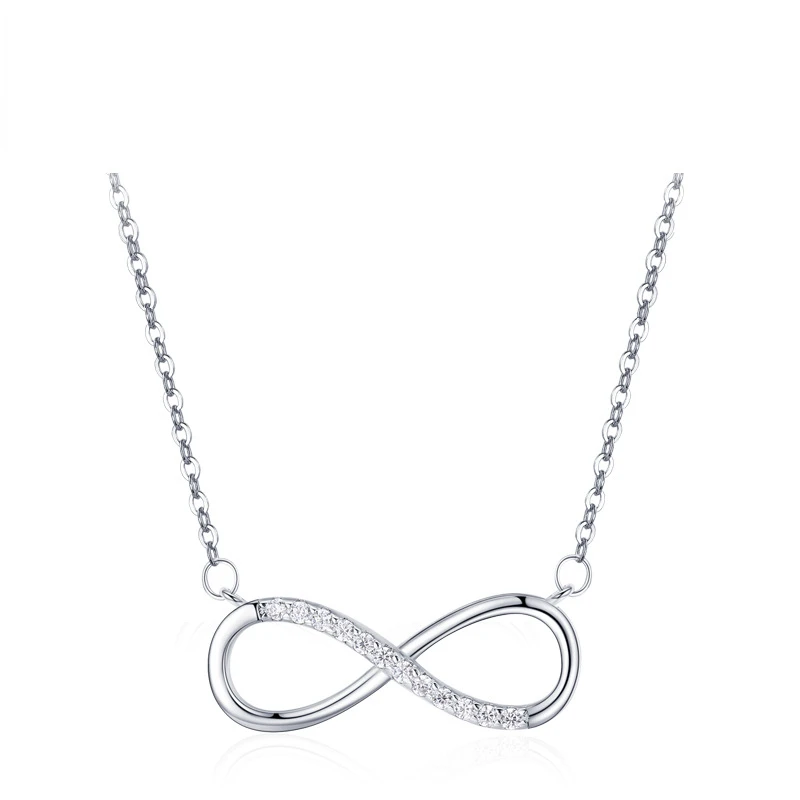 Ожерелье с подвеской из серебра S925 пробы 8 линиями бриллиантов Женская Шейная