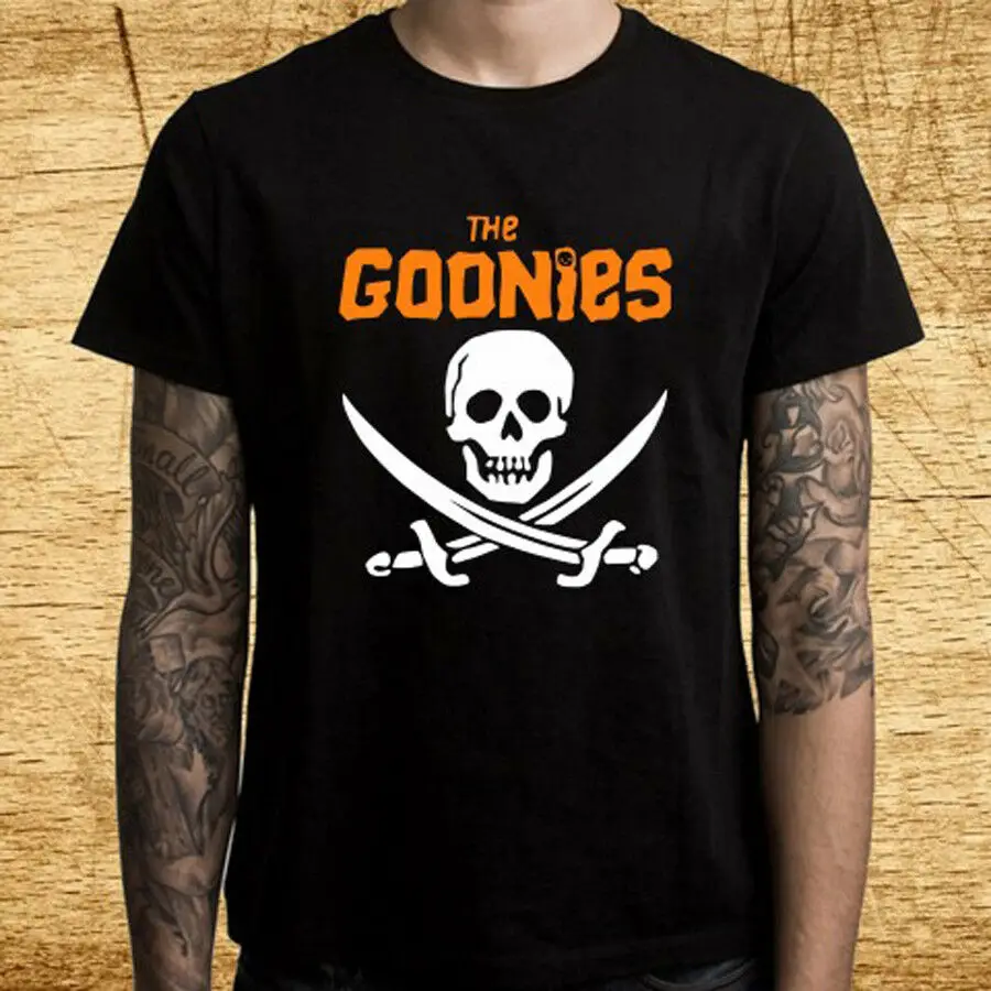 

New The Goonies Logo Men's Black T-Shirt Size S-3XL