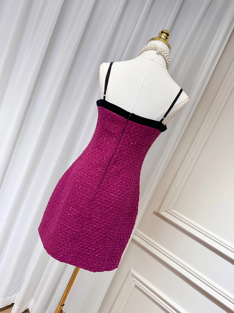 DEAT Твидовые комплекты из двух предметов для женщин манжеты с перьями бархатное