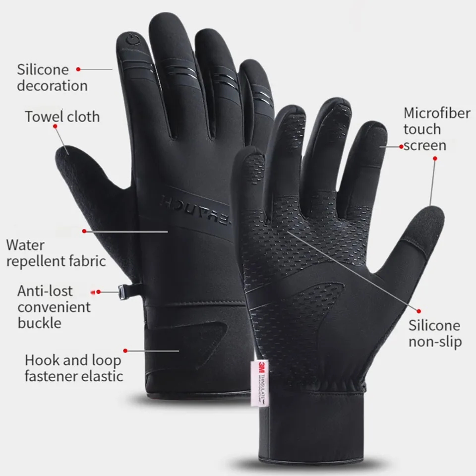 Зимние велосипедные перчатки GOBYGO для улицы мужские флисовые Нескользящие