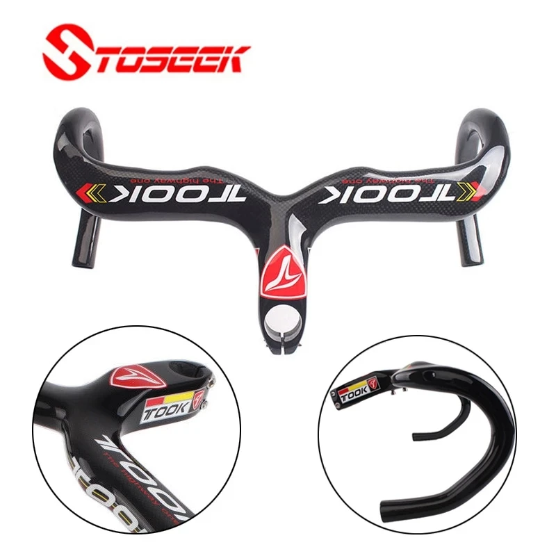 

TOOK glossy 3K full Carbon Road Mountain Bike Bicycle Racing Drop Integrated Bar Stem Handlebar with stem