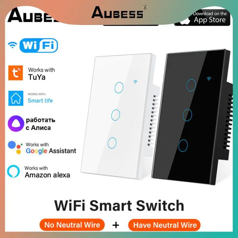 

Tuya Wif Smart Switch Multi-function App Control Support Alexa Google Home Touch Switch Tempered Glass Smart House Smart Light