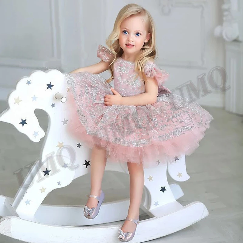 

Rubber Pink Toddler Birthday Flower Girl Dress Sequin Lace Teen Wedding Party Fashion Show First Communion All Ages