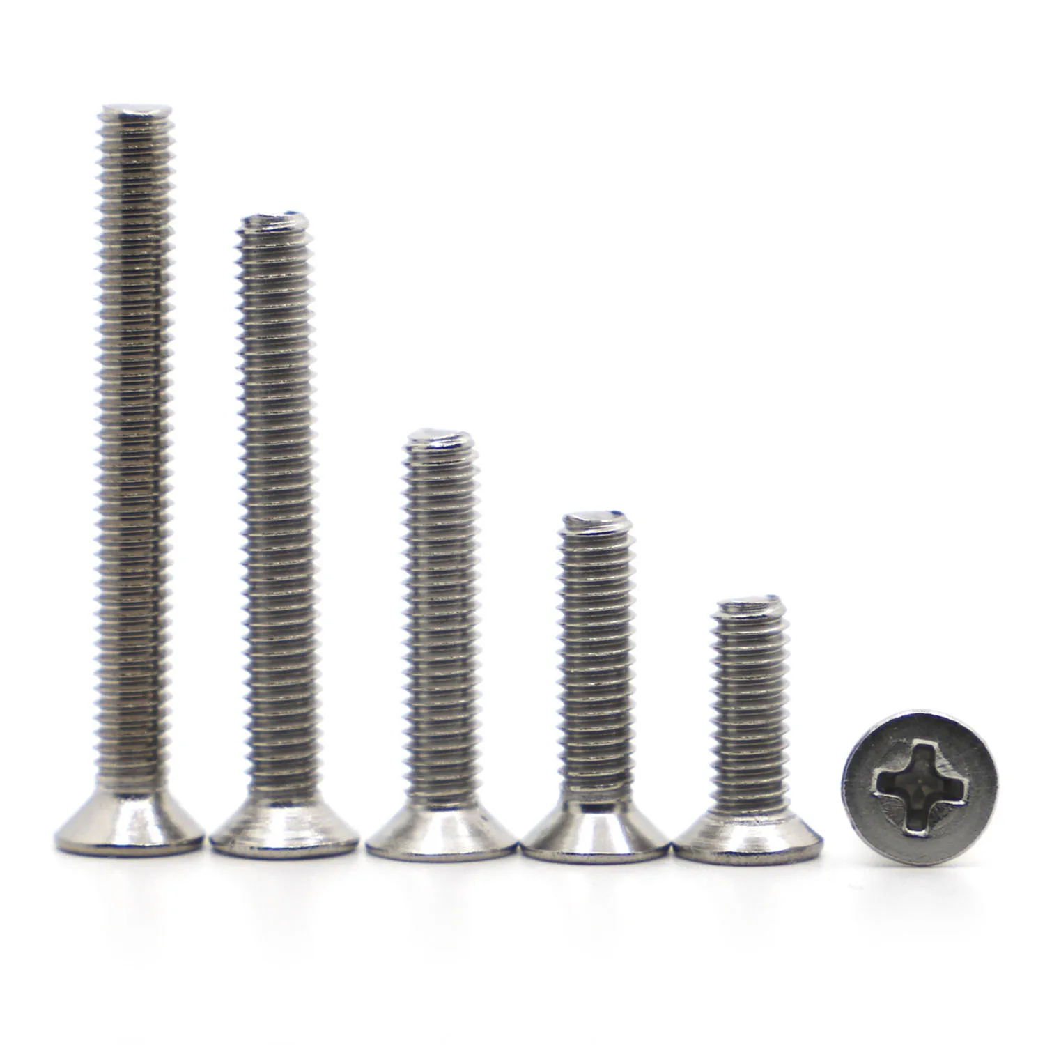 

5-50pcs A2-70 304 Stainless steel GB819 Cross Phillips Flat Countersunk Head Screw Bolt M1 M1.2 M1.4 M1.6 M2 M2.5 M3 M4 M5 M6 M8