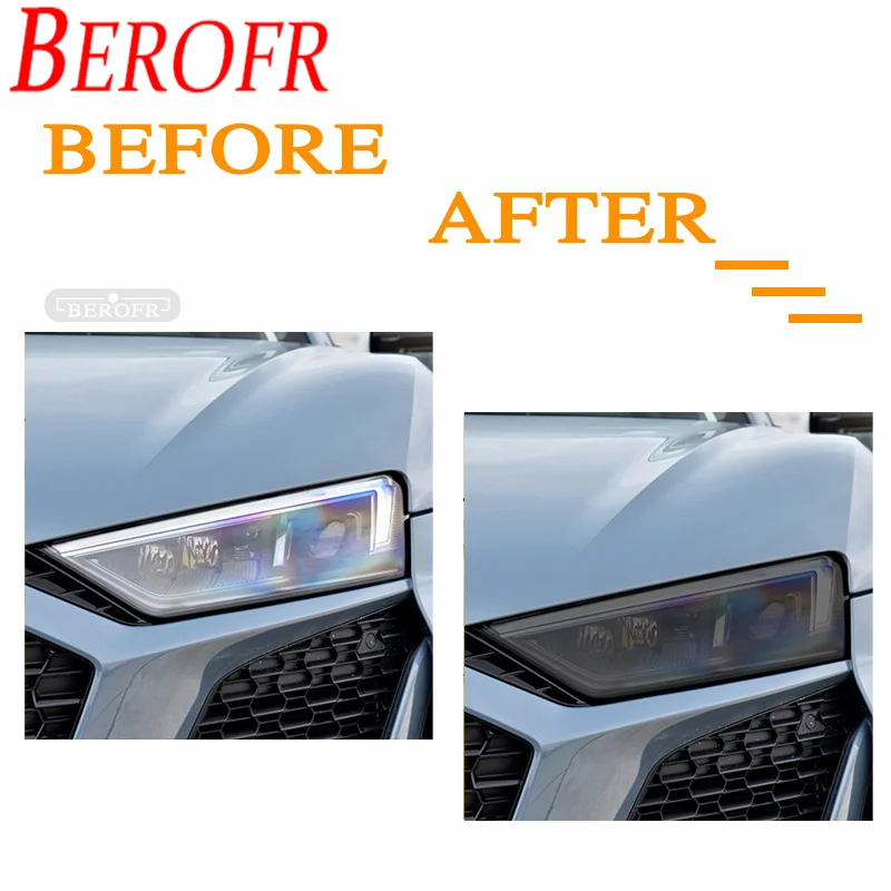 2 шт. для Audi R8 42 4S 2006-настоящее время оттенок автомобильных фар черная защитная