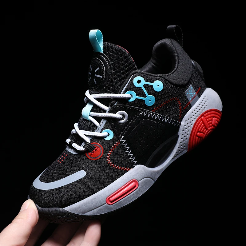 Four Season Basketball Shoes for Children Lightweight Children Shock Absorption Running Shoes Casual Sports Basketball Shoes