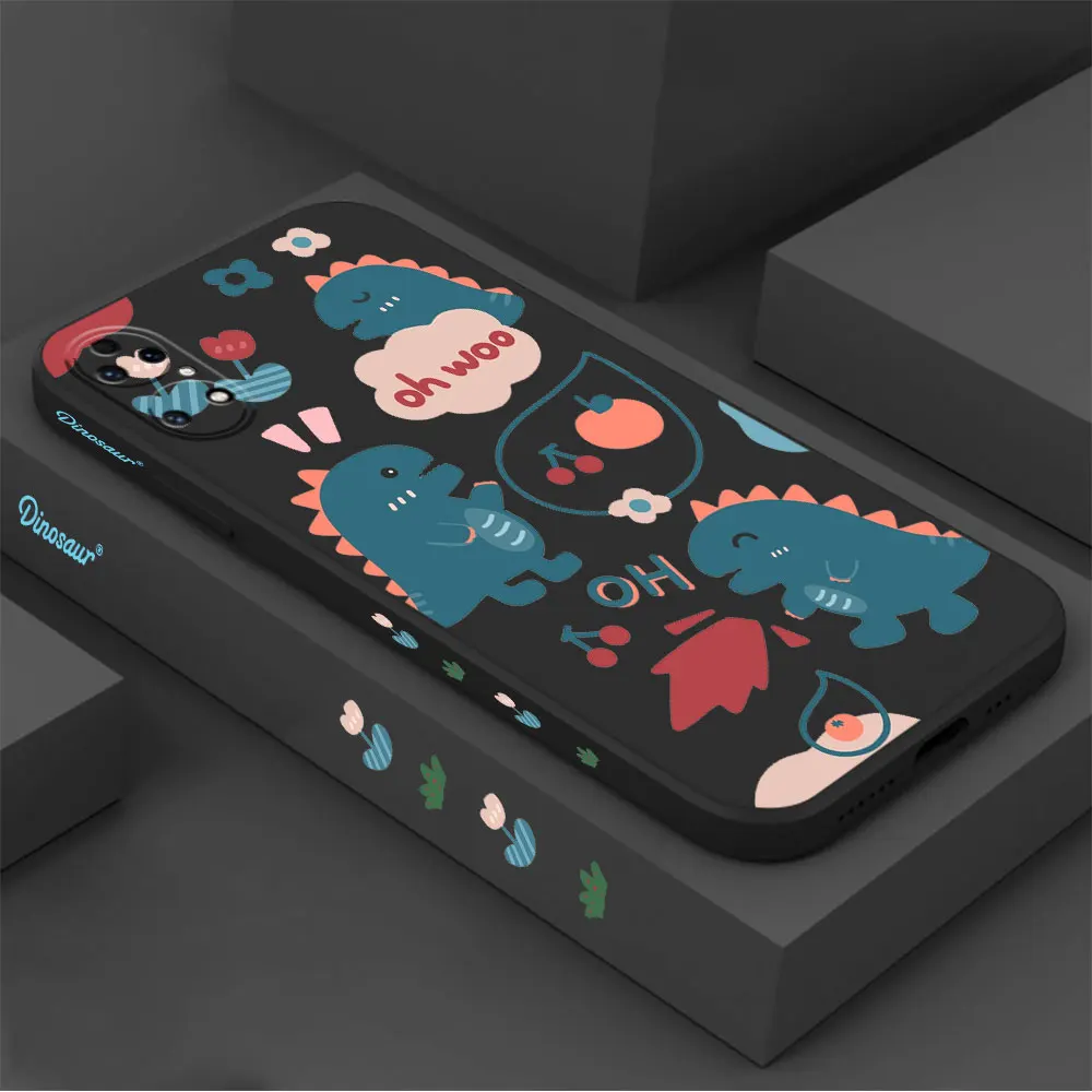 Cartoon Cute Crocodile Dinosaur Phone Case For Huawei P60 P50 P40 P30 P20 Mate 50 40 30 20 20X 10 Colour Liquid Silicone Cover