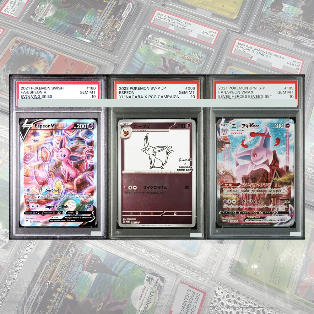 Фото 2021 Evolving Skies Full Art # Коллекционная карта Espeon V GEM MT 10 DIY (180 шт.) с голографической этикеткой для PTCG, подарок для детей №2