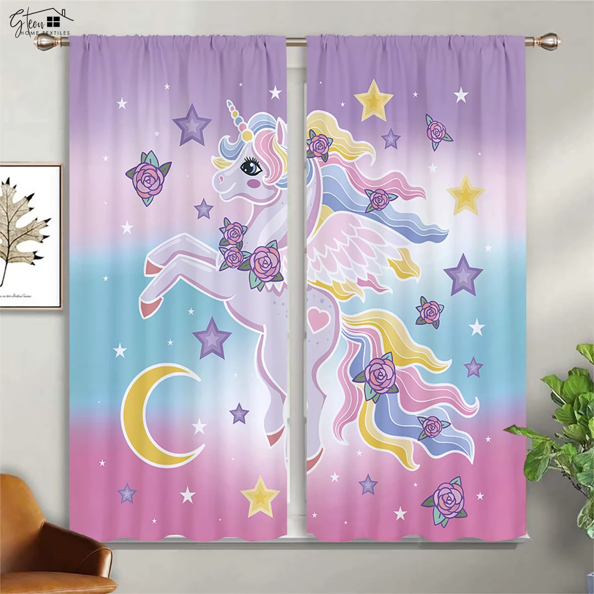 2 шт. декоративные шторы для окна с мультяшным принтом