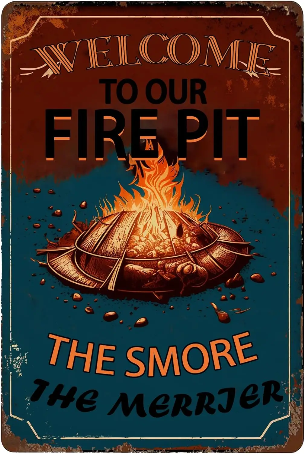 Винтажный металлический знак костра для ярких вечеринок на открытом воздухе