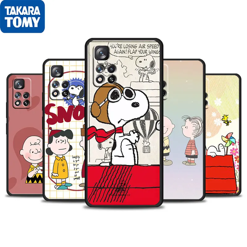 

Anime Peanut Snoopy For Xiaomi Redmi Note 11 10 11T 10S 9 9S 8 7 5G 4G Silicone Soft TPU Black Phone Case Funda Coque Capa Cover