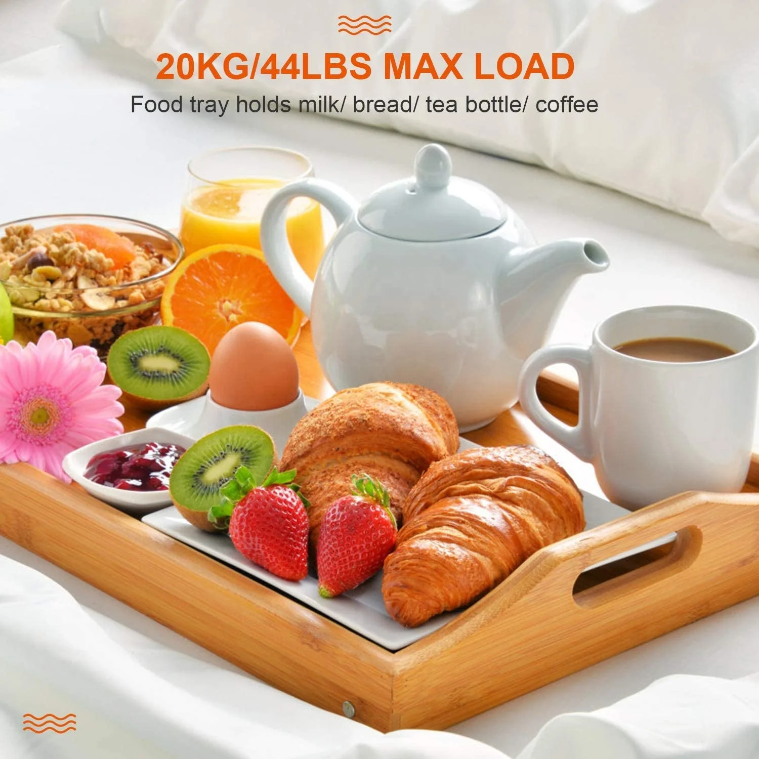 Стол-поднос складной из бамбукового дерева портативный столик для завтрака