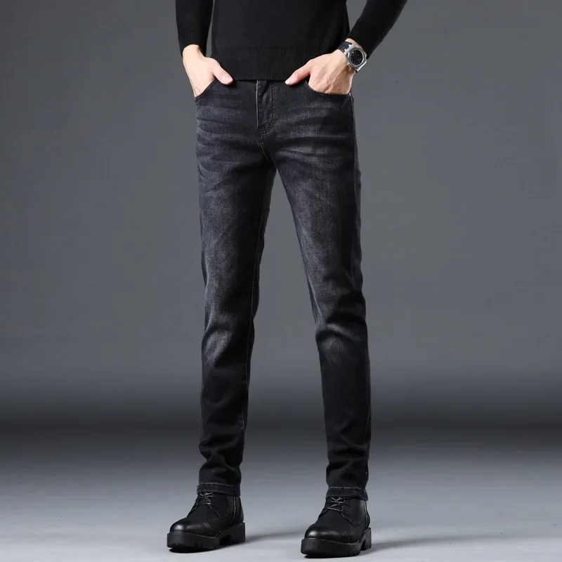 Осенне-зимние утягивающие прямые мужские джинсы Blackslims новинка 2023 обтягивающие